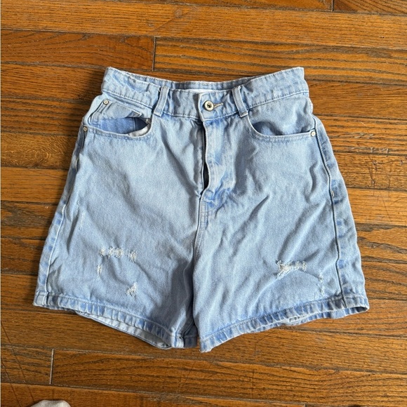 Zara Women's High Waist Light Blue Shorts - Picture 2 of 4